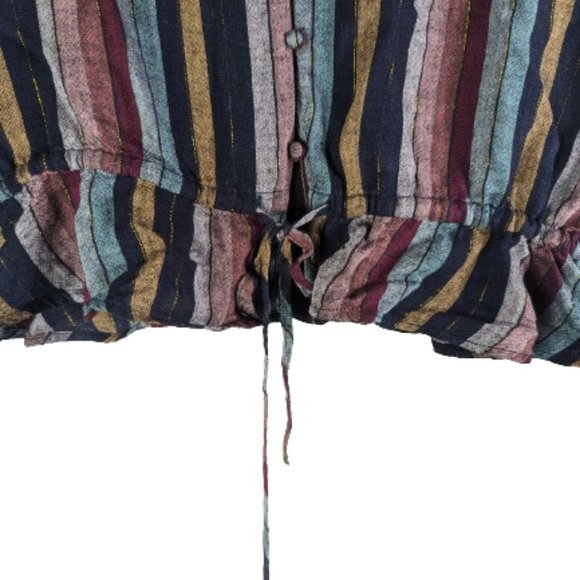 Rails Beaux Varadero Stripe Linen Blend Long Sleeve Blouse Medium - Picture 9 of 16